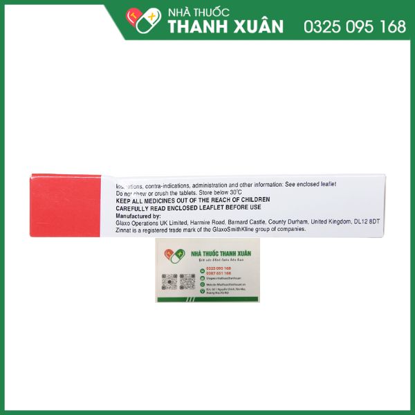 Zinnat tablets 500mg thuốc trị nhiễm khuẩn (1 vỉ x 10 viên)